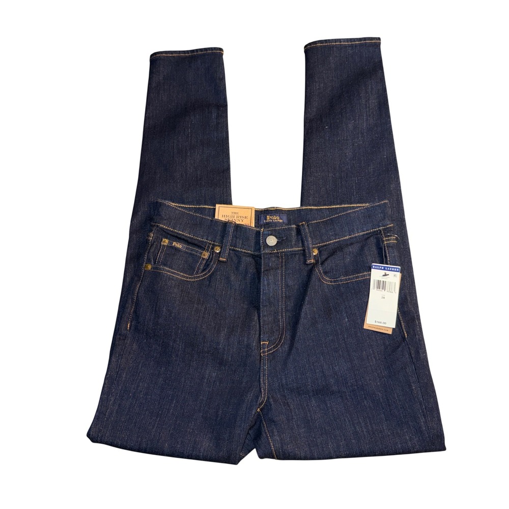 Polo Ralph Lauren High Rise Skinny Jeans 28 Indigo Dark Wash Stretch Denim NEW - Picture 2 of 6